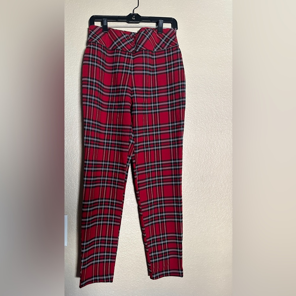 NWOT JULES& LEOPOLD RED PLAID PULL ON SKINNY LEGGINGS